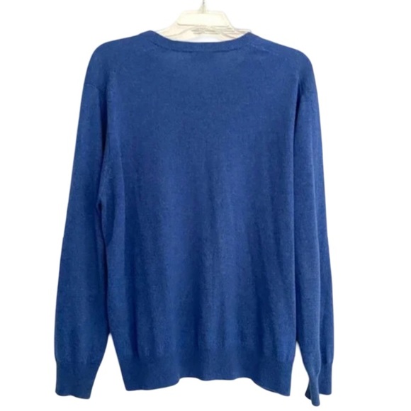 NWOT Jeremy Argyle Blue 100% Cashmere V Neck Sweater - Picture 6 of 7